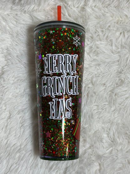 Merry Grinchmas Snow globe Tumbler