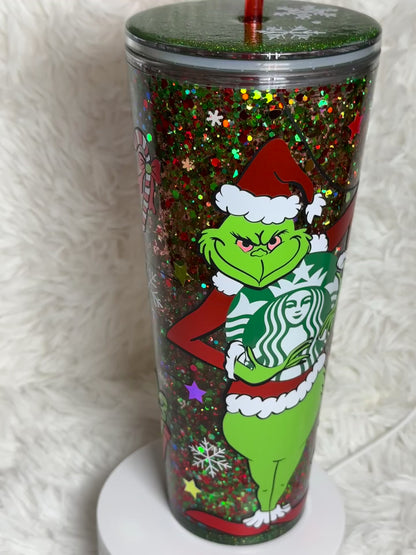 Merry Grinchmas Snow globe Tumbler