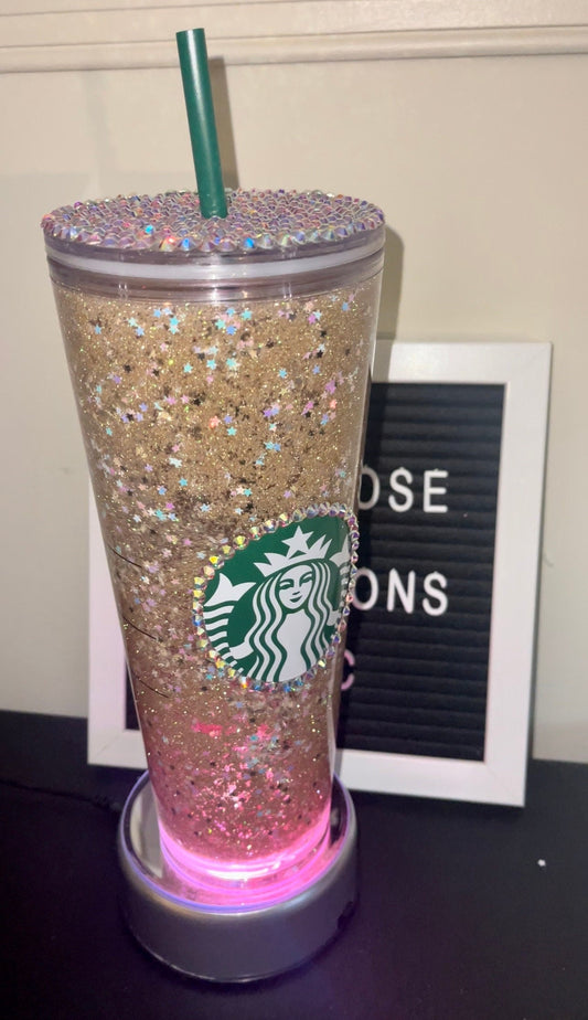 Starbucks Snow Globe Venti Cup/Rose Gold/Pink/Bling Lid/Custom