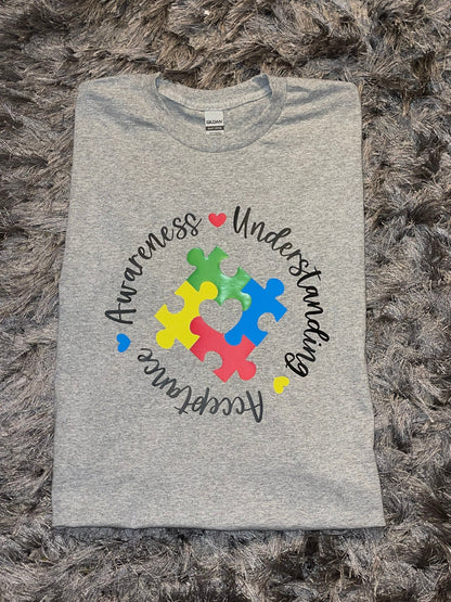 Autism Awareness Tshirt / acceptance/ understanding / puzzle pieces