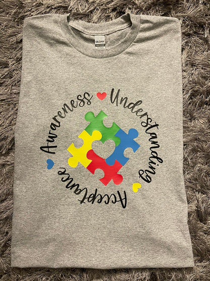 Autism Awareness Tshirt / acceptance/ understanding / puzzle pieces