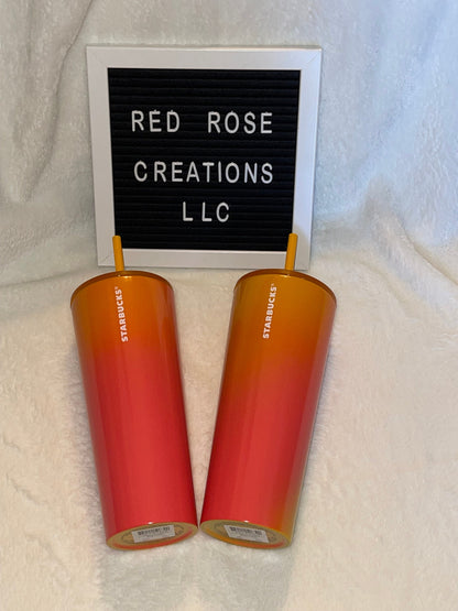 Starbucks Ombre Lemon Stainless Steel Tumbler / 2022 Summer Edition / Venti 24oz / Orange Red Yellow