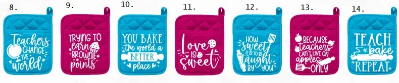 Teacher Appreciation Gift | Potholder Teacher Gift | Oven Mitt Teacher Gift | W. A Bag of Desert Mix