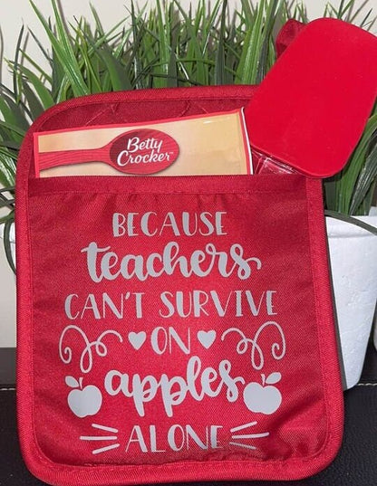 Teacher Appreciation Gift | Potholder Teacher Gift | Oven Mitt Teacher Gift | W. A Bag of Desert Mix